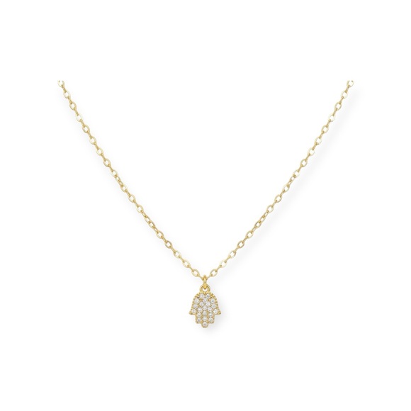 new Pave CZ Cubic Zirconia Hamsa Necklace ❃ 14KT Gold Plated Sterling Silver ❃ - Picture 2 of 15